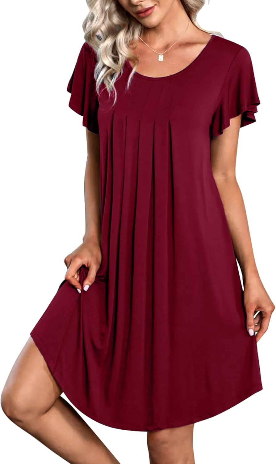 Ekouaer Womens Nightgown, Special Soft Sleepwear Pleated Sleepshirt, Comfortable...