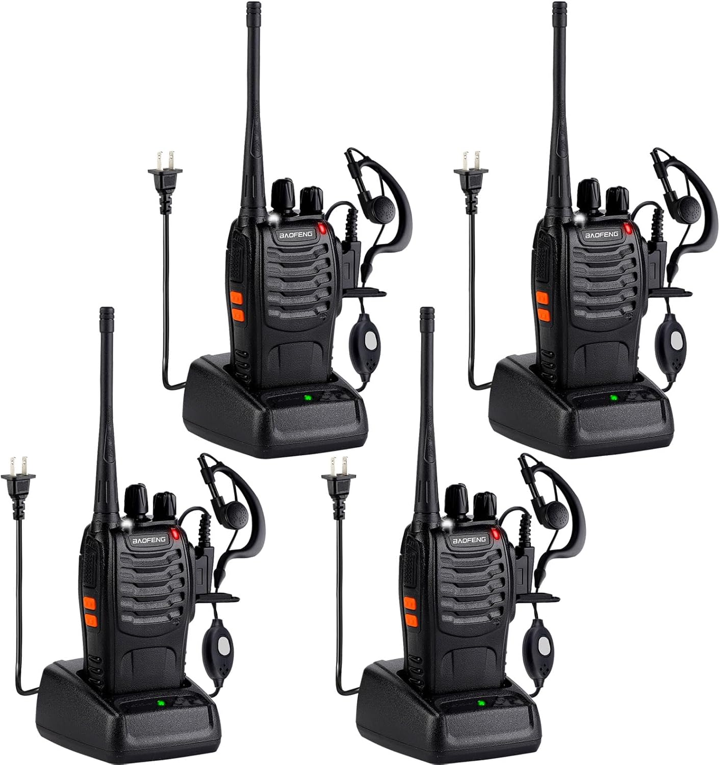 Baofeng Walkie Talkies 888S Rechargeable Long Range with Earpieces for Adults, 1...