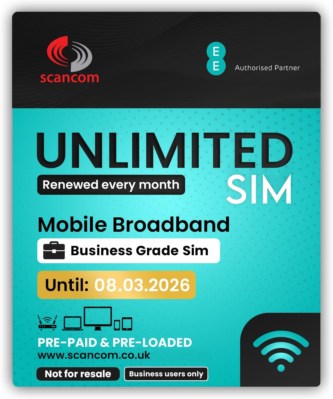 EE 5G Unlimited Data Sim Card - Preloaded each month until 8th MARCH 2026 - No C...