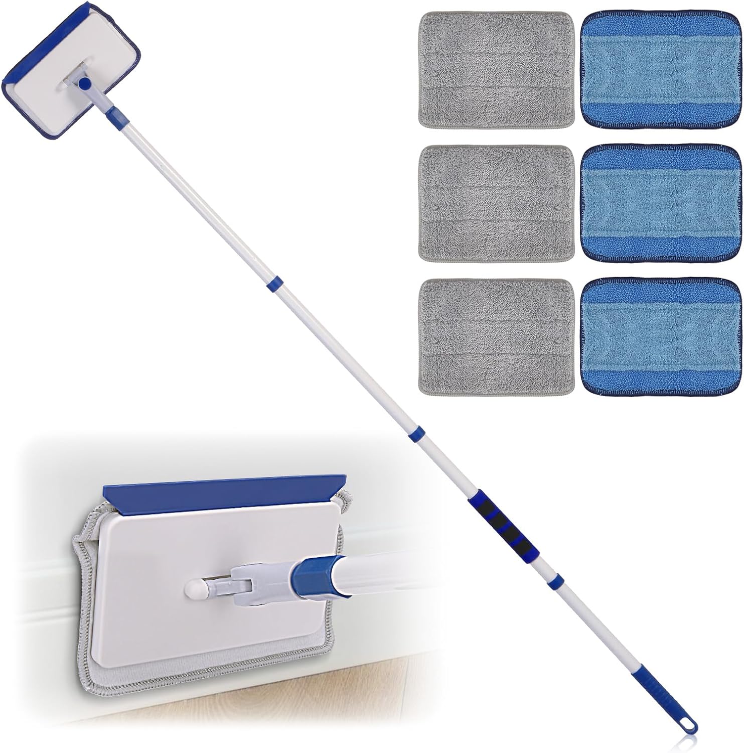 Qaestfy Skirting Board Cleaner Mop Tool with 152cm Long Handle Wall Floor Mop Du...