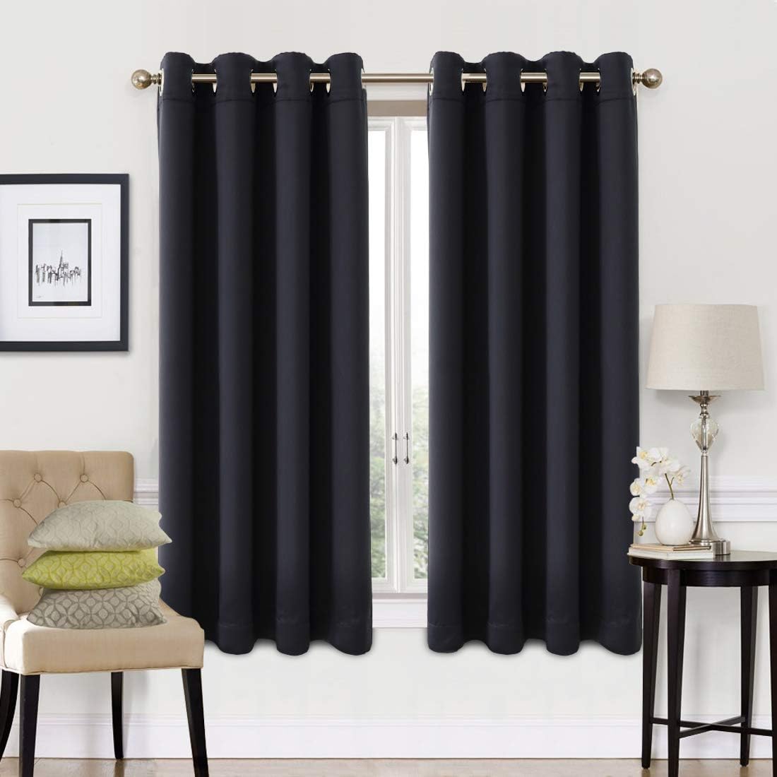 EASELAND Blackout Curtains 2 Panels Set Thermal Insulated Window Treatment Solid...