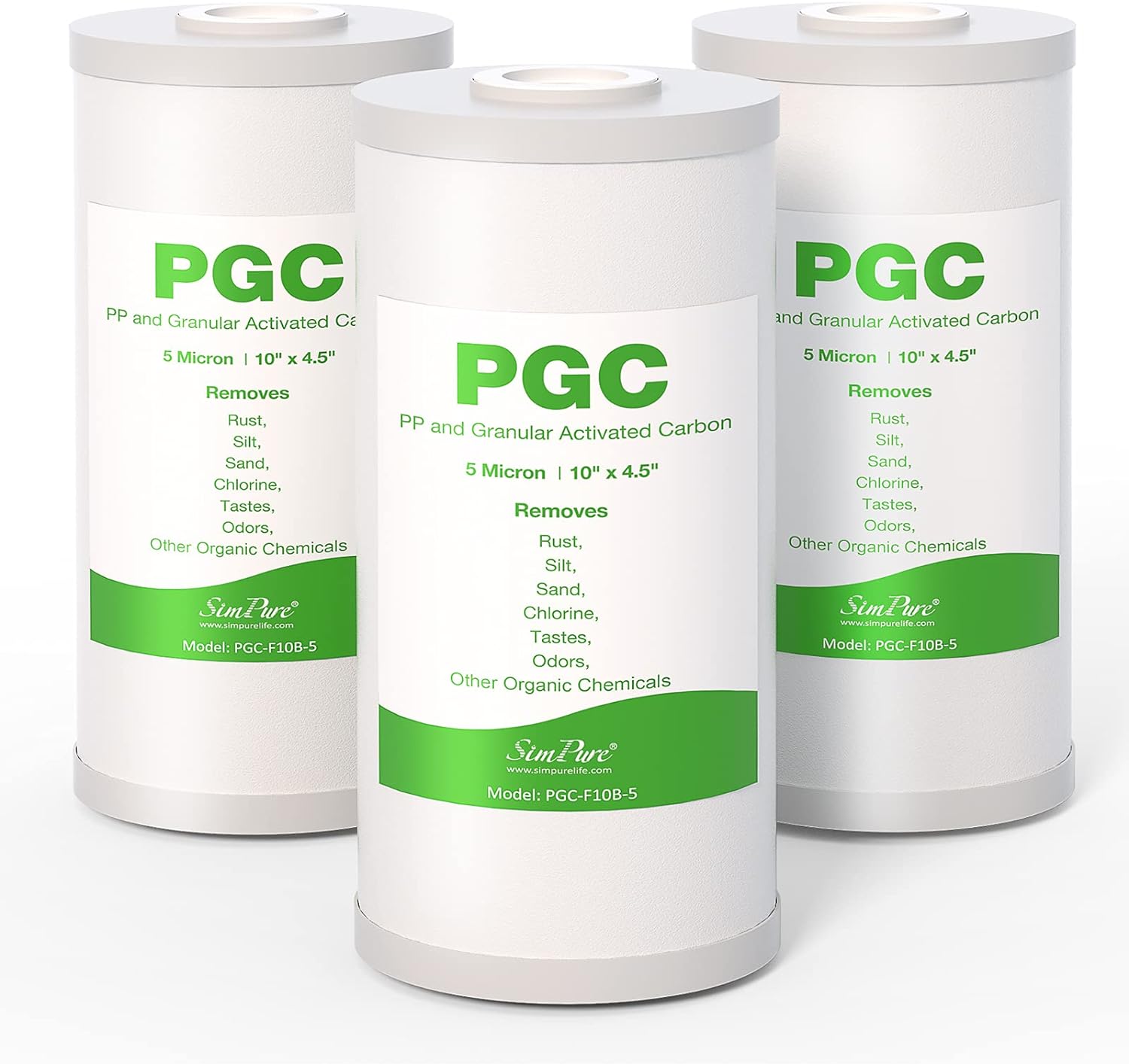 5 Micron 10" x 4.5" Sediment and Carbon Whole House Water Filters SimPure Replac...