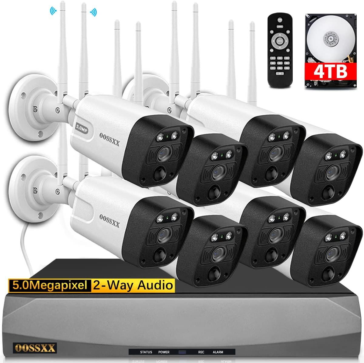 (2-Way Audio & PIR Detection) Dual Antennas Outdoor Wireless Security Camera Sys...