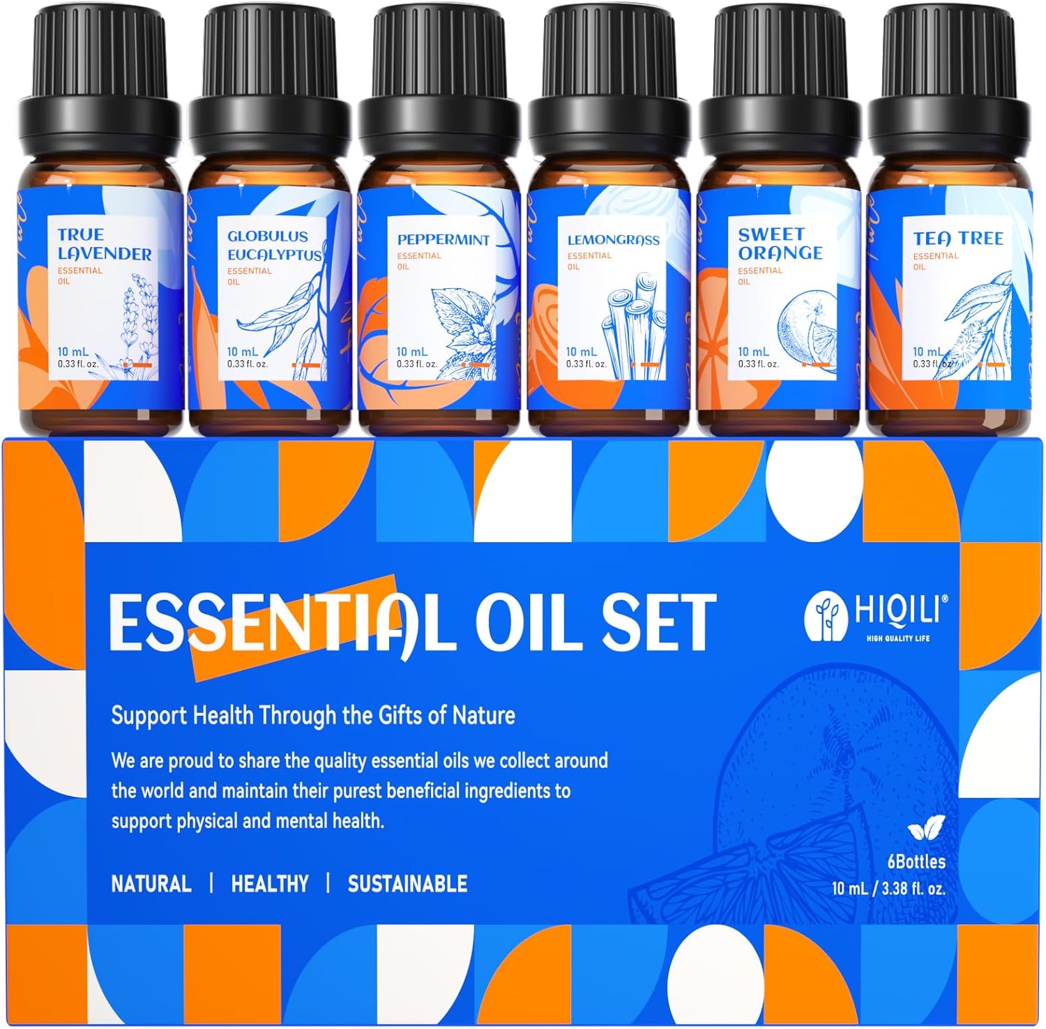 HIQILI Essential Oils for Diffusers for Home，Top 6 Gift Essential Oil Set，Incl...