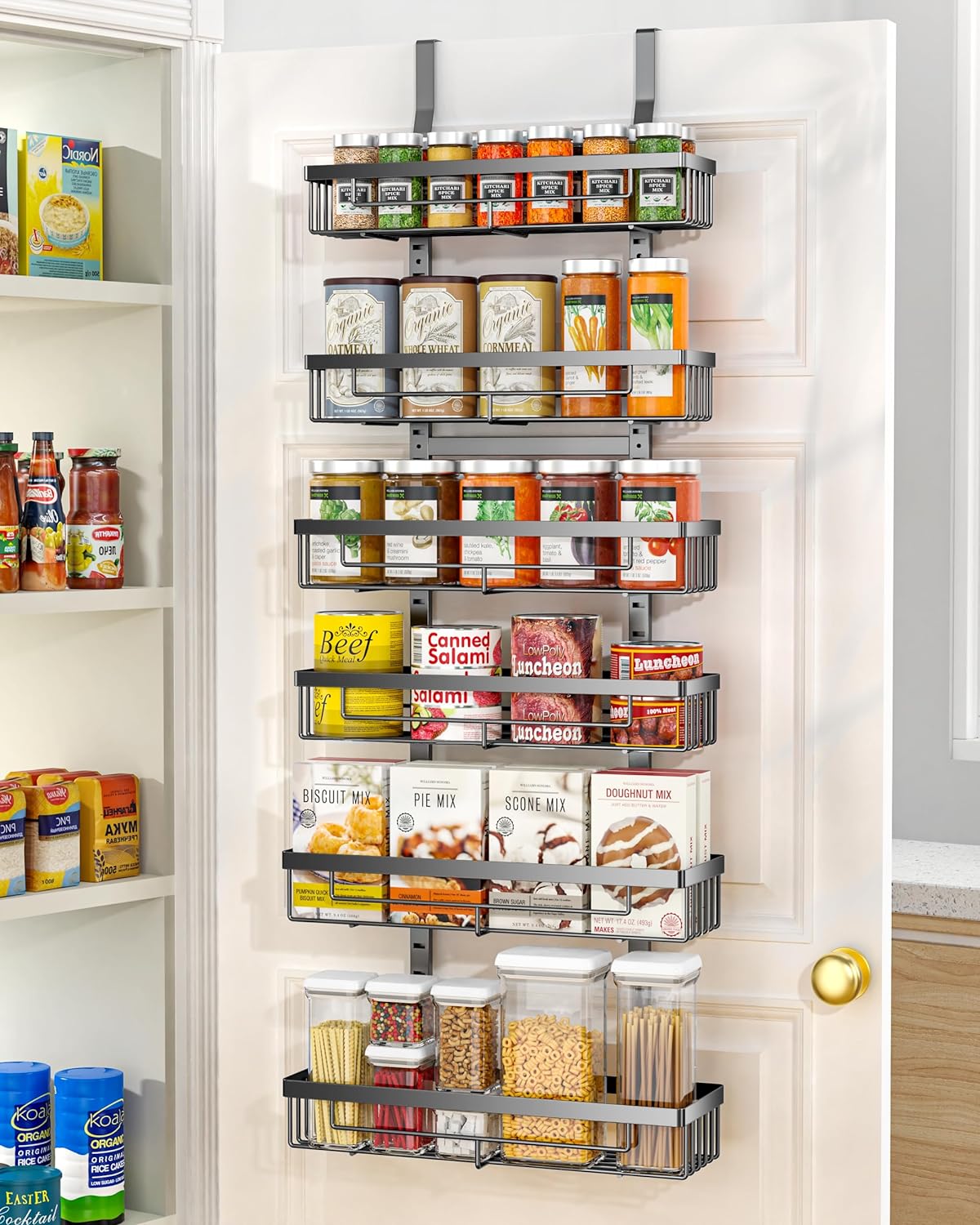 Moforoco 6-Tier Over the Door Pantry Organizers and Storage, Hanging Can Kitchen...