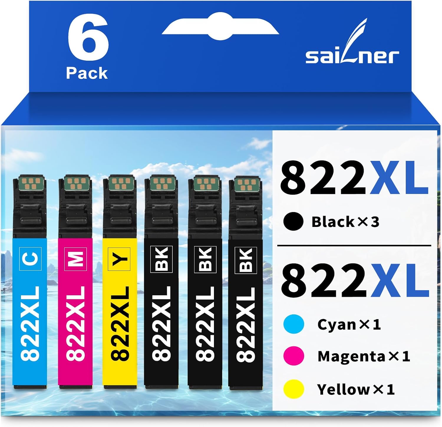 SAILNER 822 Ink Cartridges Remanufactured Ink Cartridge Replacement for Epson 82...
