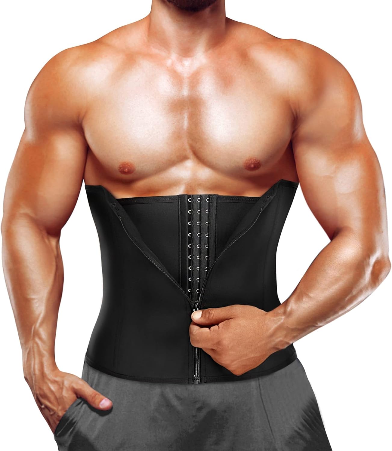 Junlan Men Waist Trainer Trimmer Belt Tummy Control Wrap Corsets Workout Belly B...