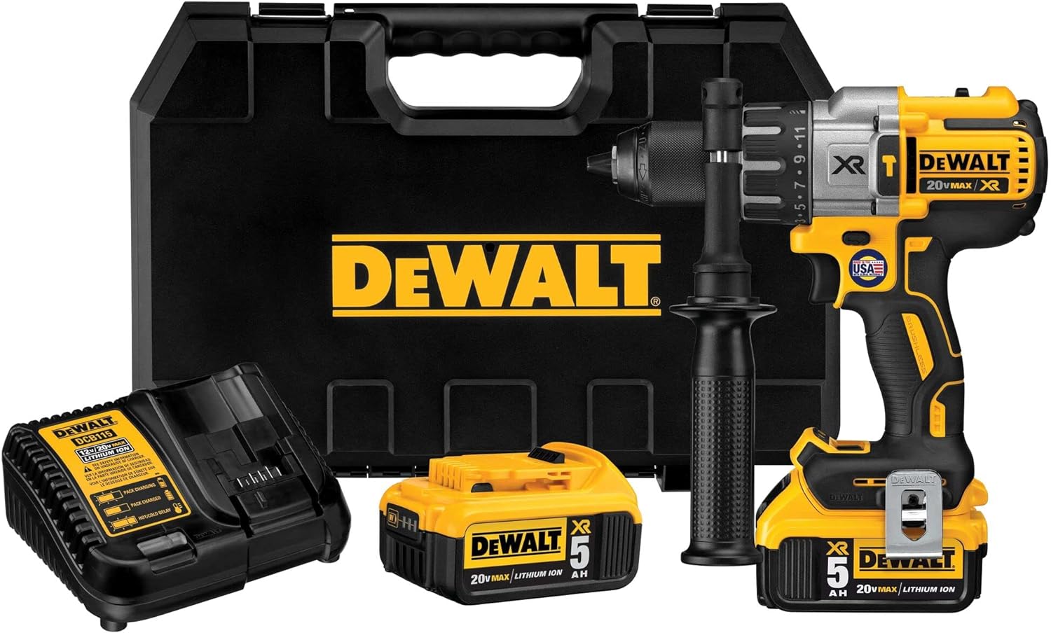 DEWALT 20V MAX XR Hammer Drill Kit, Brushless, 3-Speed, Cordless (DCD996P2) Hamm...