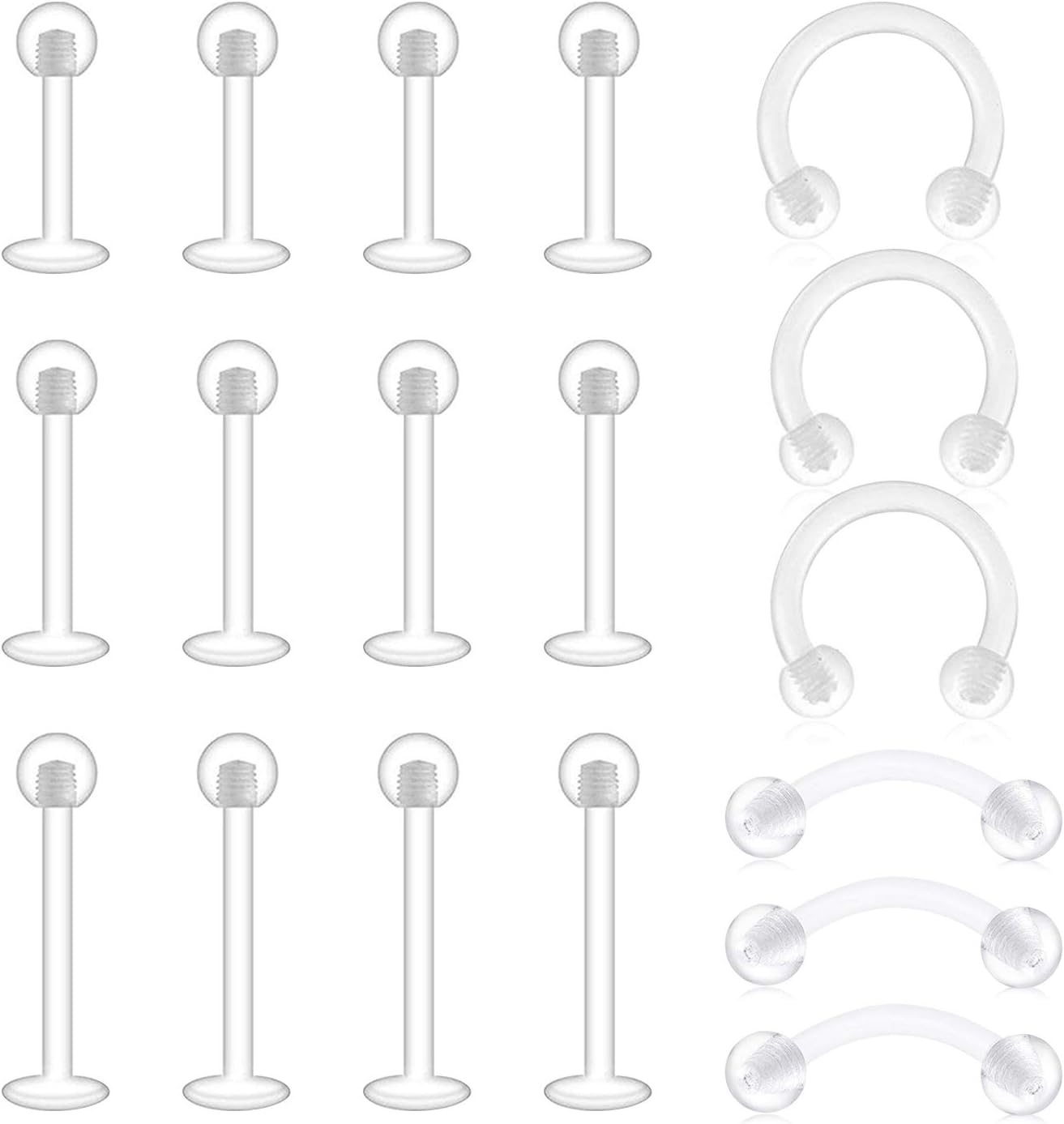 LAURITAMI Clear Piercing Retainers Lip Nose Plastic Earrings Studs Transparent I...