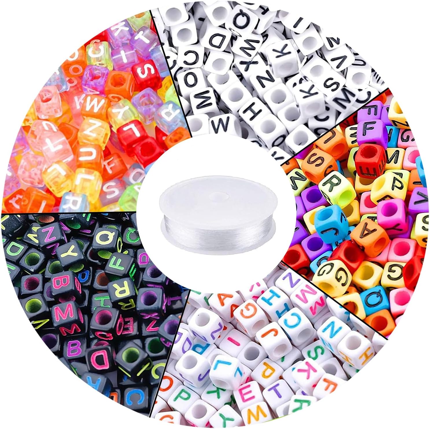 Augshy 1400pcs Cube Alphabet Beads, Special Bracelet Letter Beads for Bracelets...