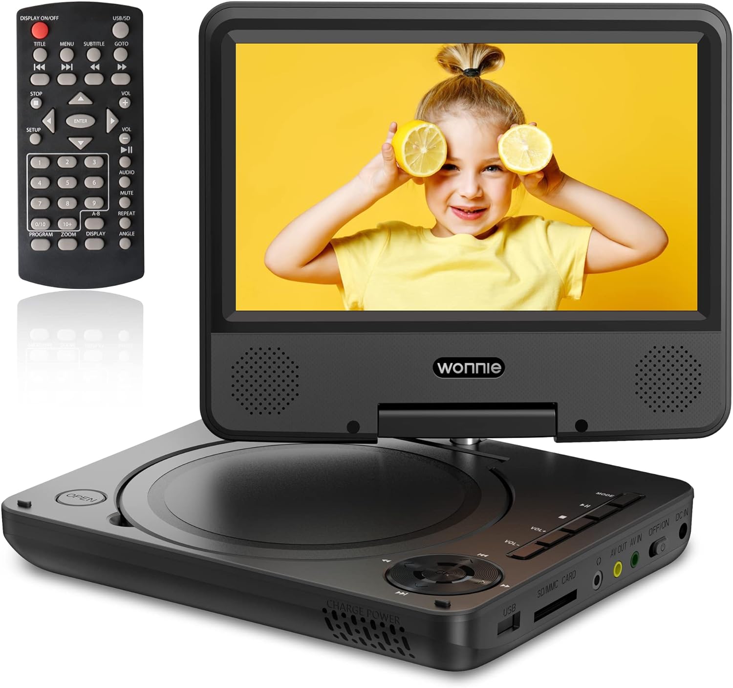 WONNIE 9.5" Portable DVD Player for Kids and Car with 7.5" Swivel Screen, 4-6 Ho...