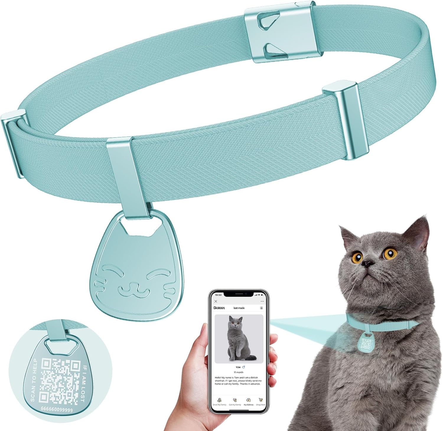 Cat Collar, Unique Collar with Name Tag Breakaway, Special Reflective Kitten Col...