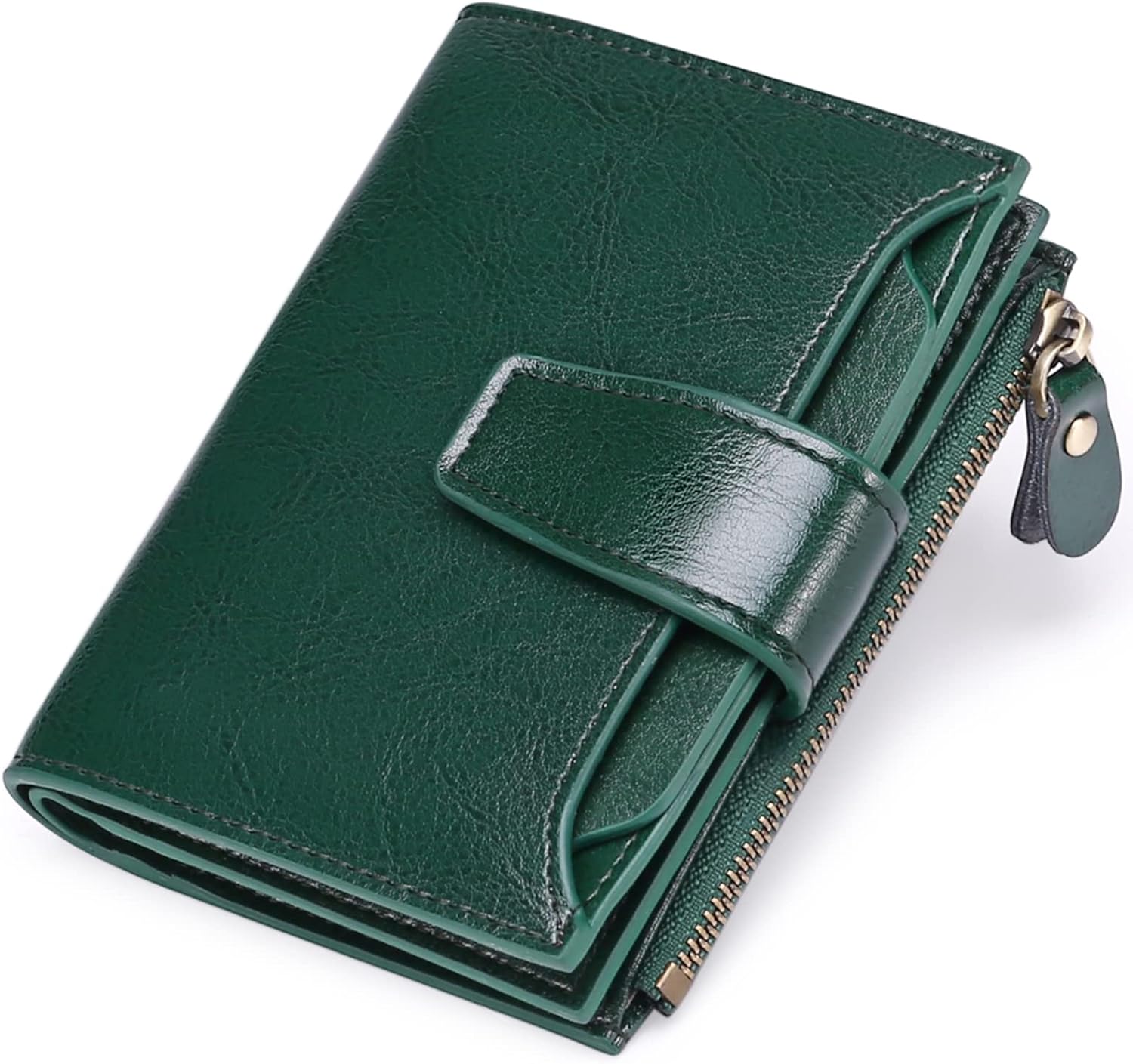 SENDEFN Women's RFID Blocking Leather Small Compact Bi-fold Zipper Pocket Wallet...