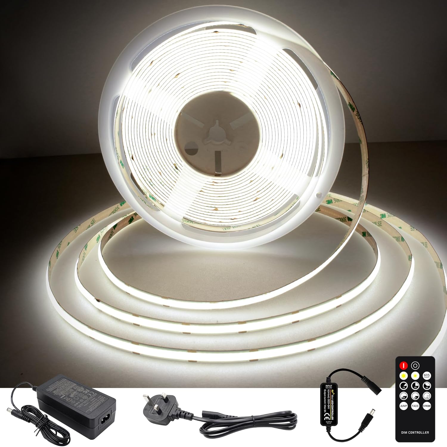 TTWAY COB LED Strip Lights, Dimmable LED Strip Kit 6000K, Super Bright 24V LED T...