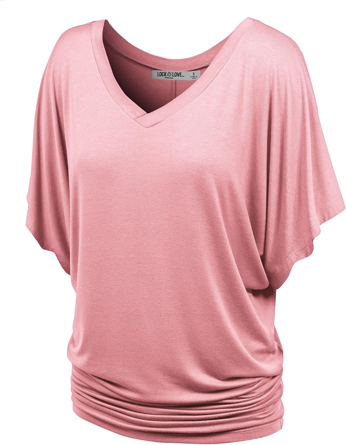 Lock and Love Women's Casual Short Sleeve Dolman Top Boat Neck or V Neck T Shirt...