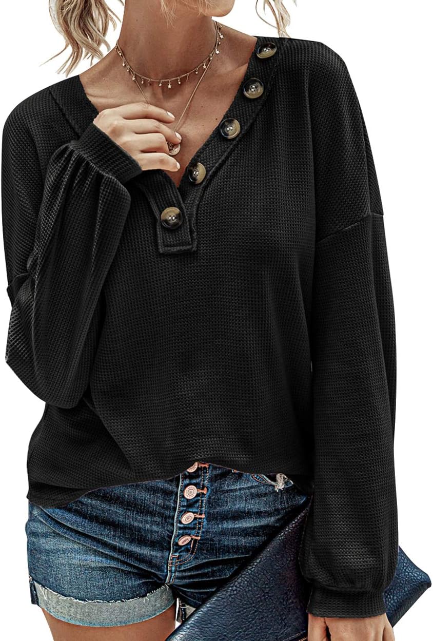 BTFBM Women Long Sleeve Shirts, Special Women’s Fall Fashion V Neck Loose Casual...