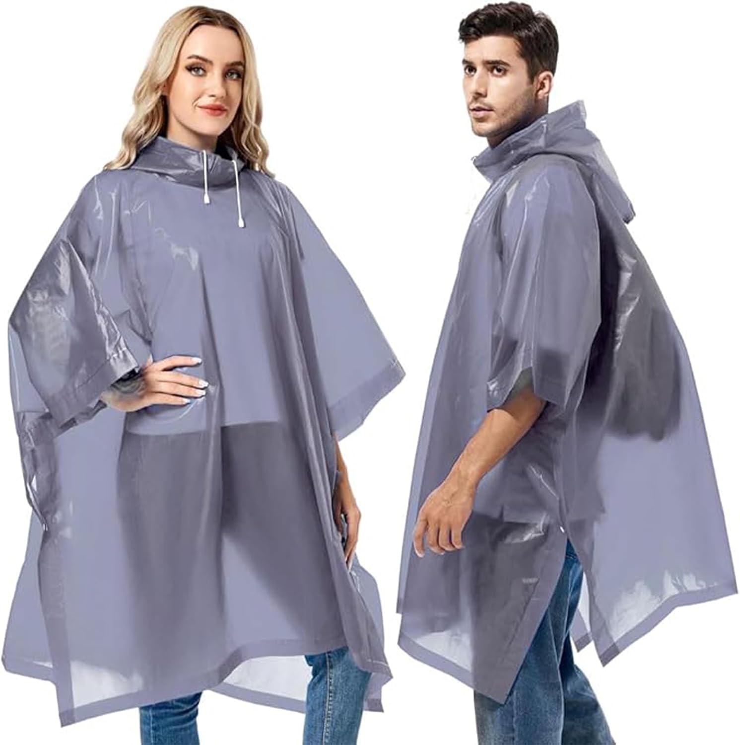 GUKOY 2 Pcs Rain Ponchos for Adults, Reusable Rain Coat EVA Portable Emergency w...
