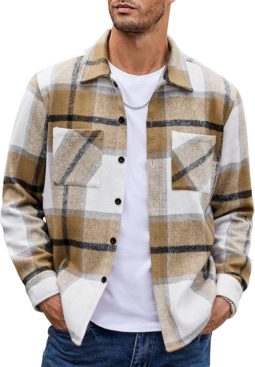 COOFANDY Men's Shirt, Special Flannel Casual Shirt for Button Down, Innovative P...