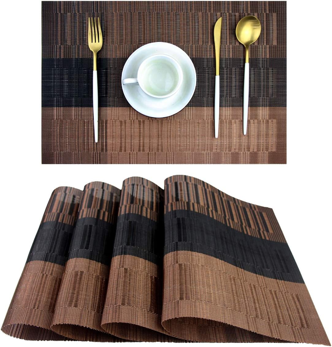 PIGCHCY Placemats,Durable Placemats for Dining Table,Washable Woven Vinyl Kitche...
