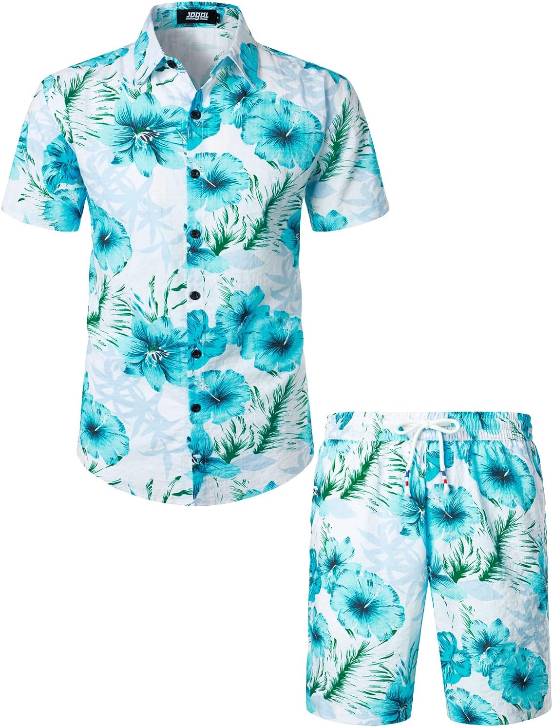JOGAL Men's Hawaiian Shirt, Unique Flower Casual Button Down, Special Short Slee...