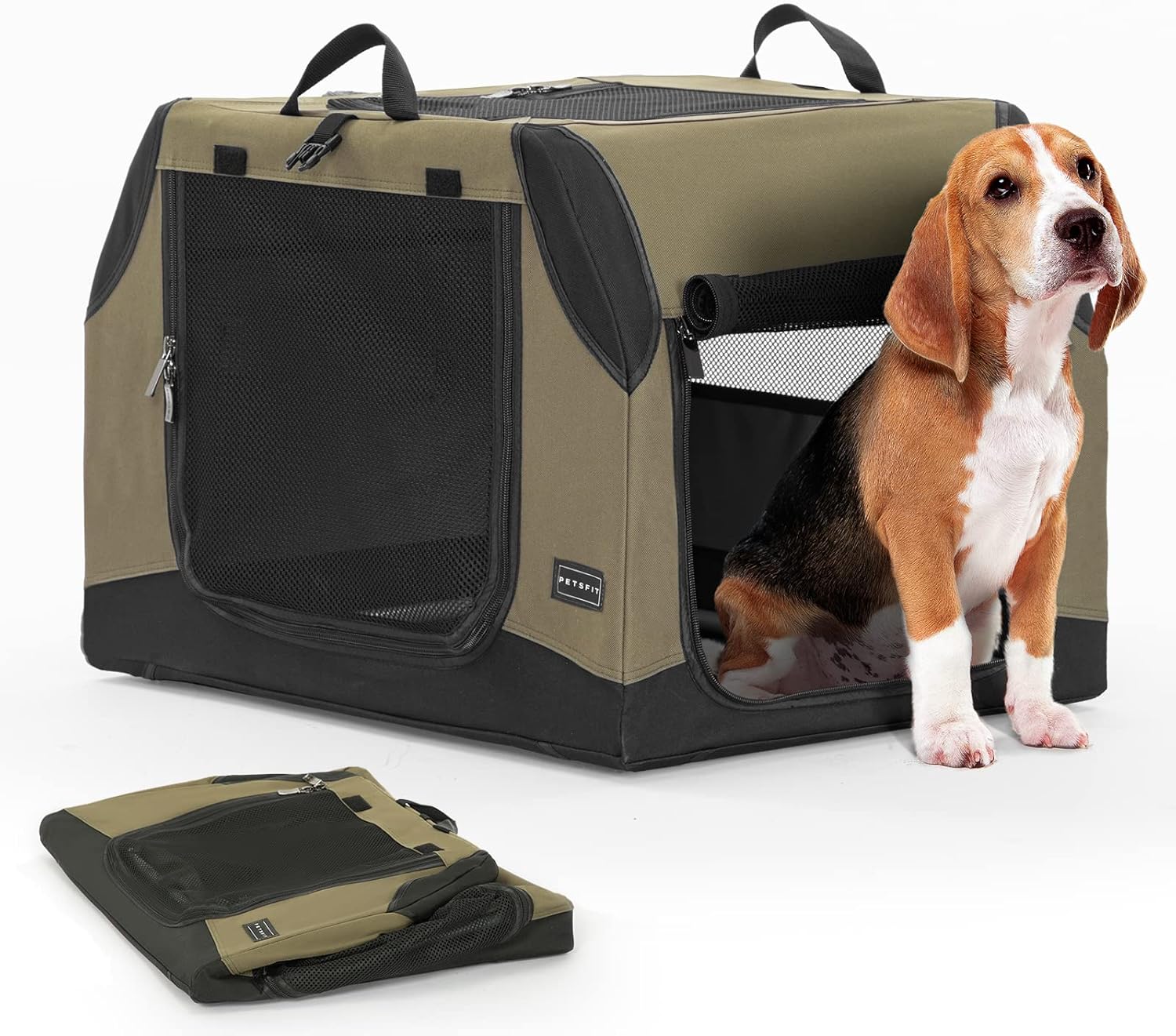 Petsfit Dog Travel Crate for Car, Easy On The Go, Easy to Stow, Adjustable Compa...