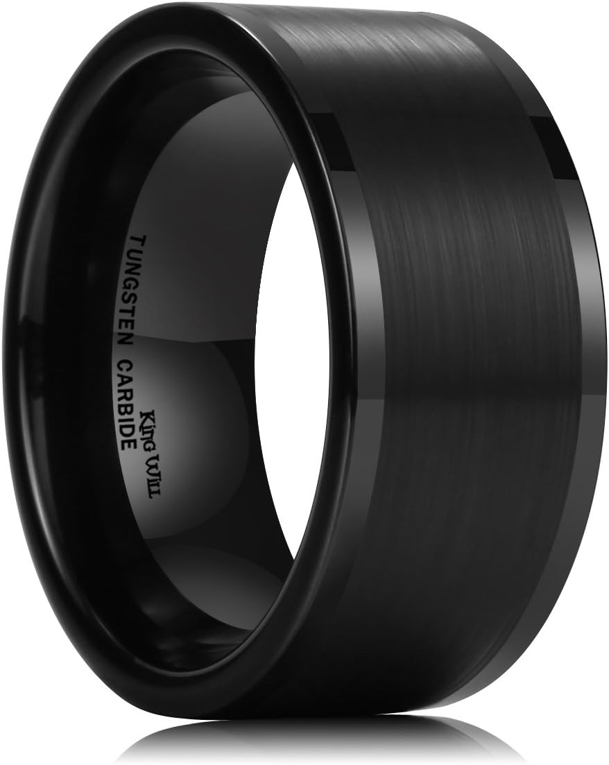 King Will Duo 8mm/10mm Mens Brushed Tungsten Carbide Wedding Band Ring Polish Fi...