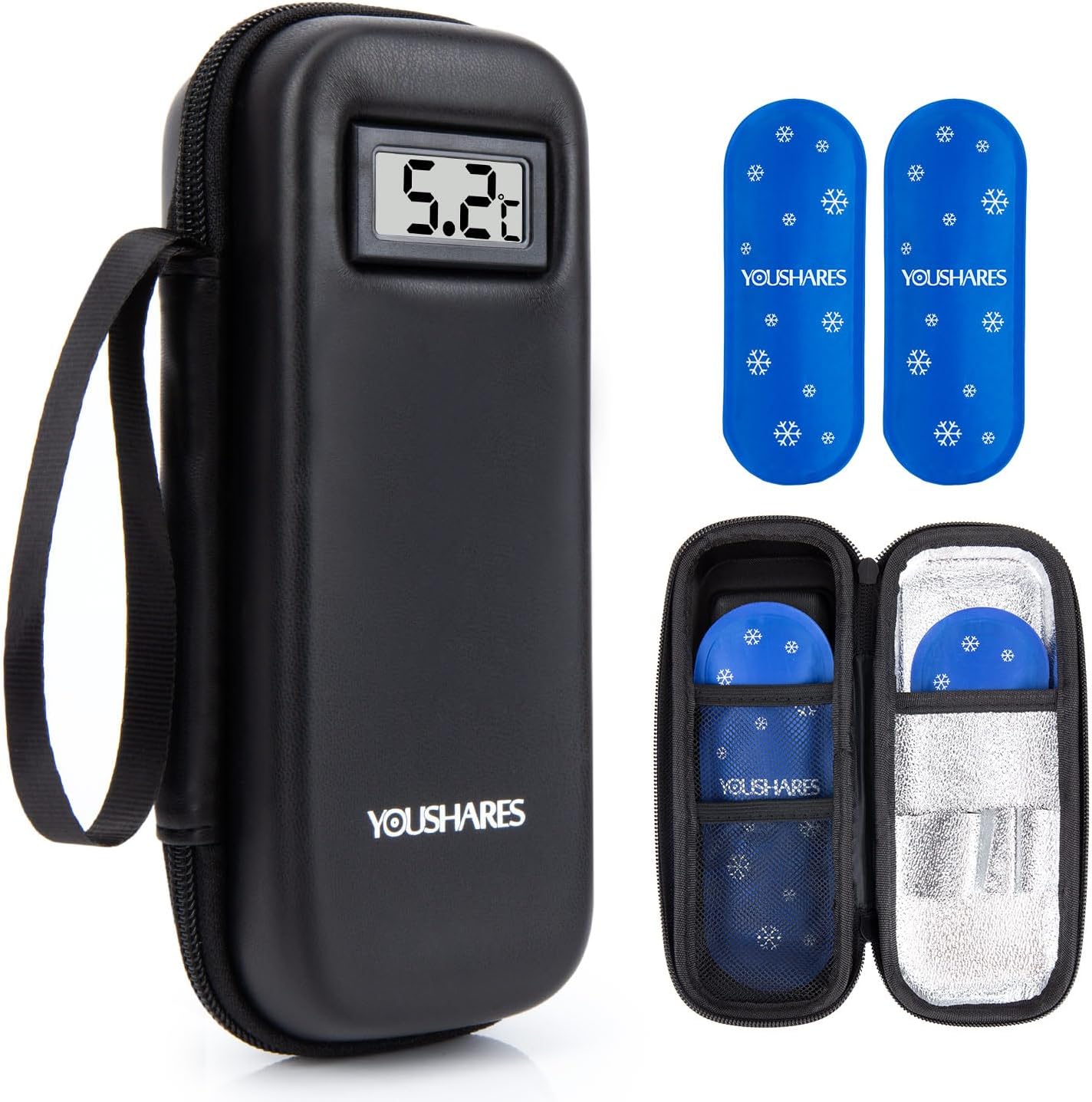 YOUSHARES Insulin Cooler Travel Case with Temperature Display - Insulin Pen Case...