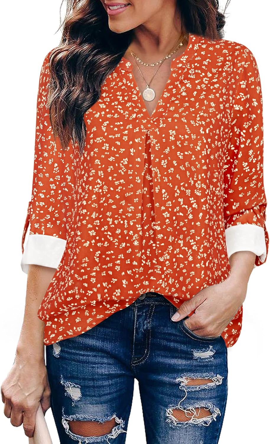 Gaharu Women's Blouses, Special 3/4 Sleeve Work Shirt, Innovative Chiffon Tunic...