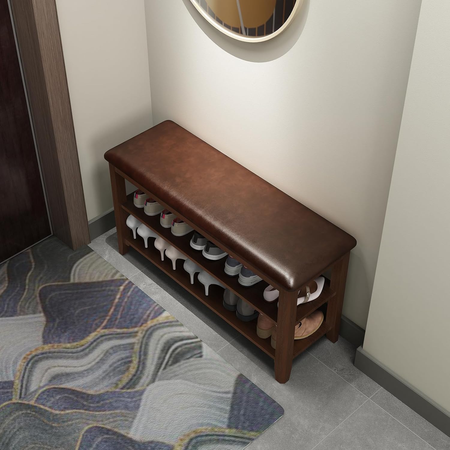 Wooden Shoe Rack Bench - 2-Tier Shoe Organizer and Entryway Bench | Stylish Shoe...