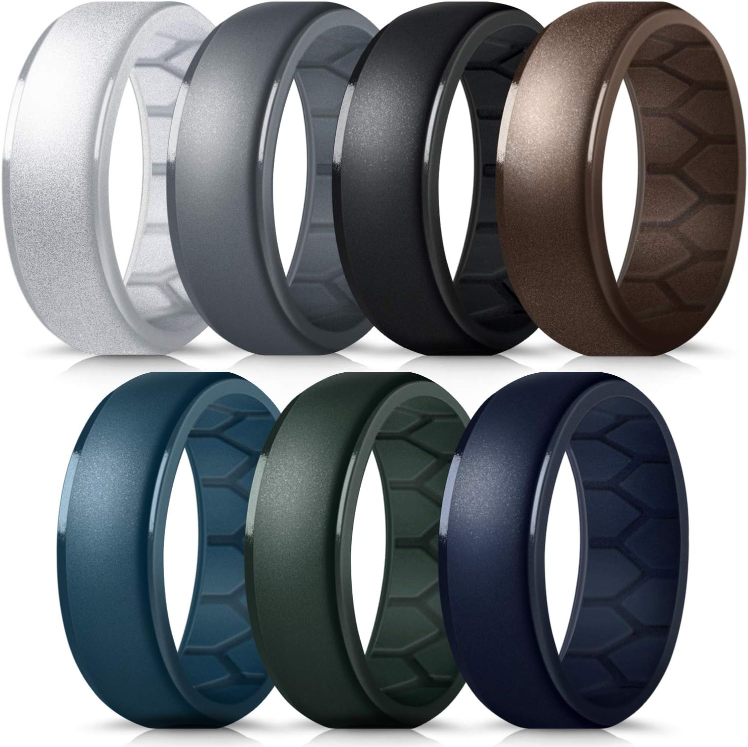 FORTHEE Silicone Wedding Ring for Men, Breathable Airflow Inner Curve, Mens' Rub...