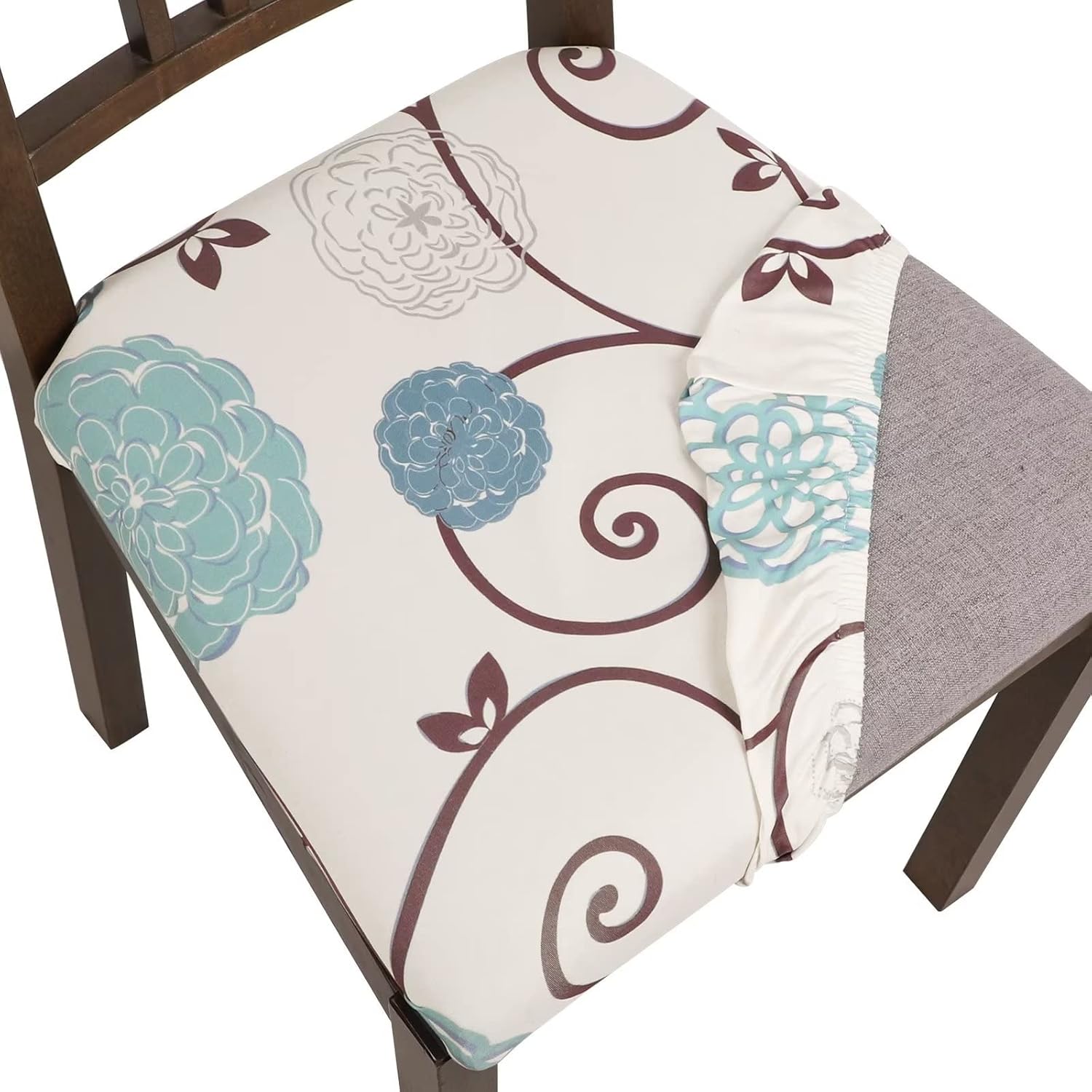 SearchI Seat Covers for Dining Room Chairs Stretch Printed Chair Seat Covers Set...