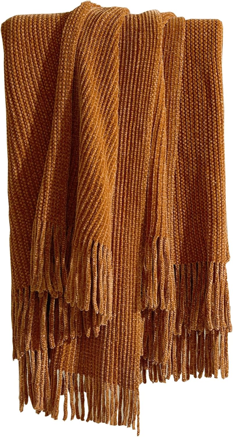 Boho Chenille Knit Blanket, Ultra Soft Blanket for Couch, Special Lightweight Fl...
