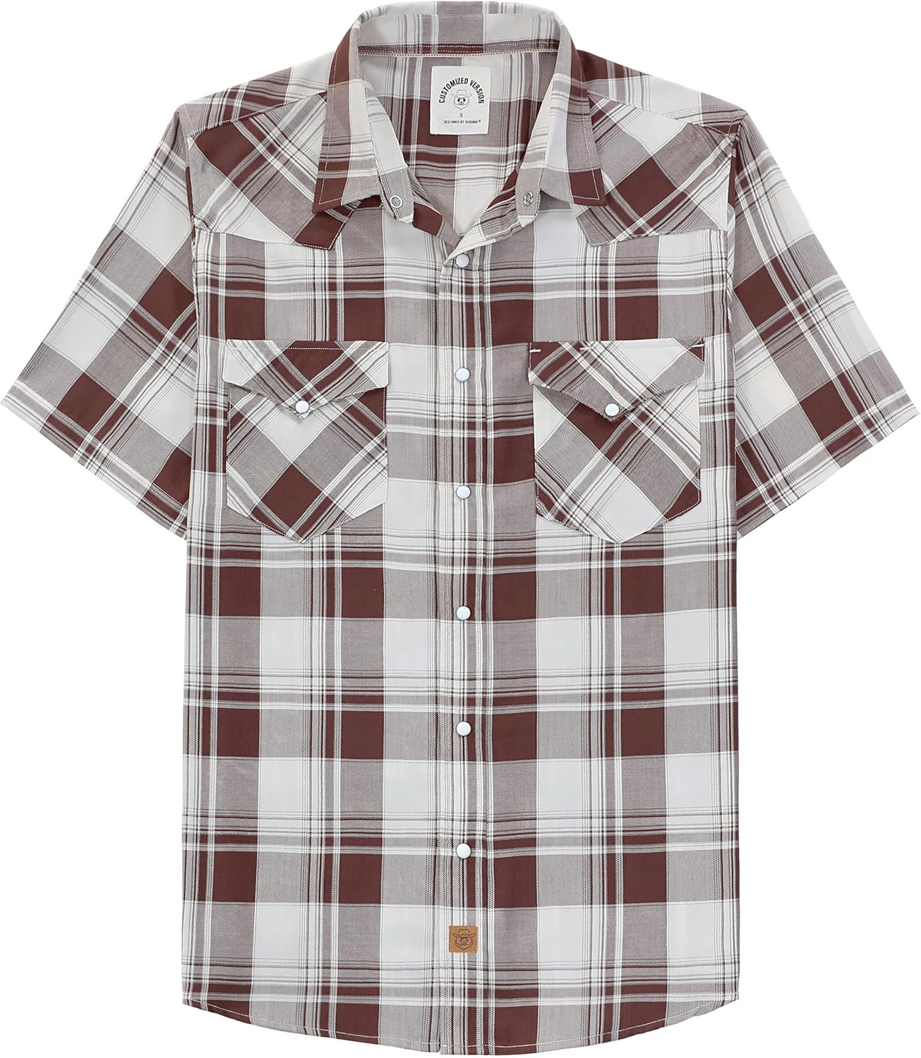 Dubinik® Mens Short Sleeve Shirt, Special Cowboy Pearl Snap Plaid Shirt, Innovat...