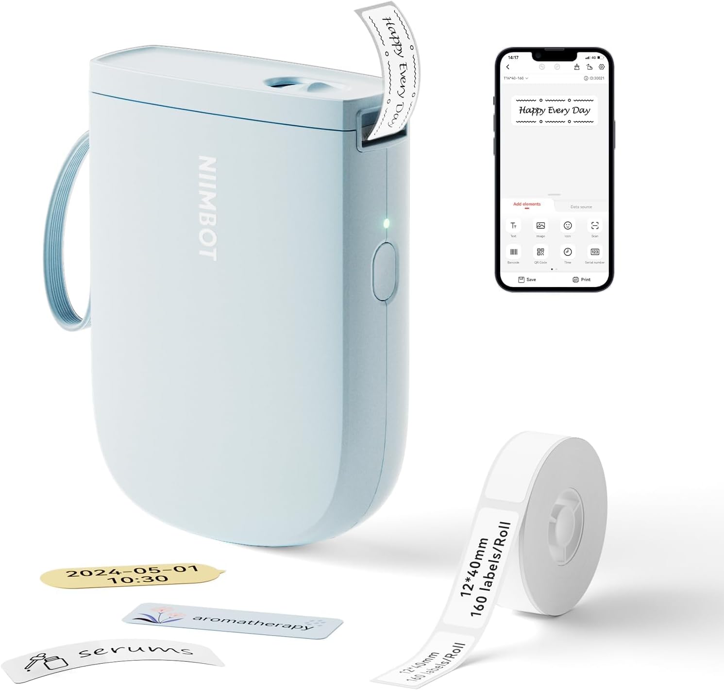 NIIMBOT D11 Upgraded Version Label Maker Machine with Tape,300DPI Bluetooth Labe...