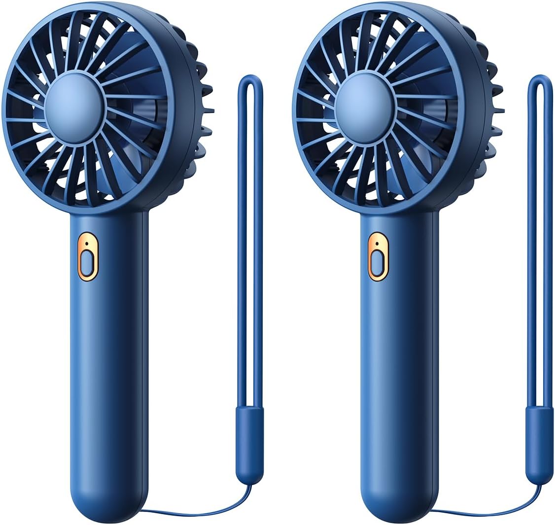 Warmco Mini Portable Fan, 2-Pack USB Rechargeable Handheld Fan 3 Speed Personal...