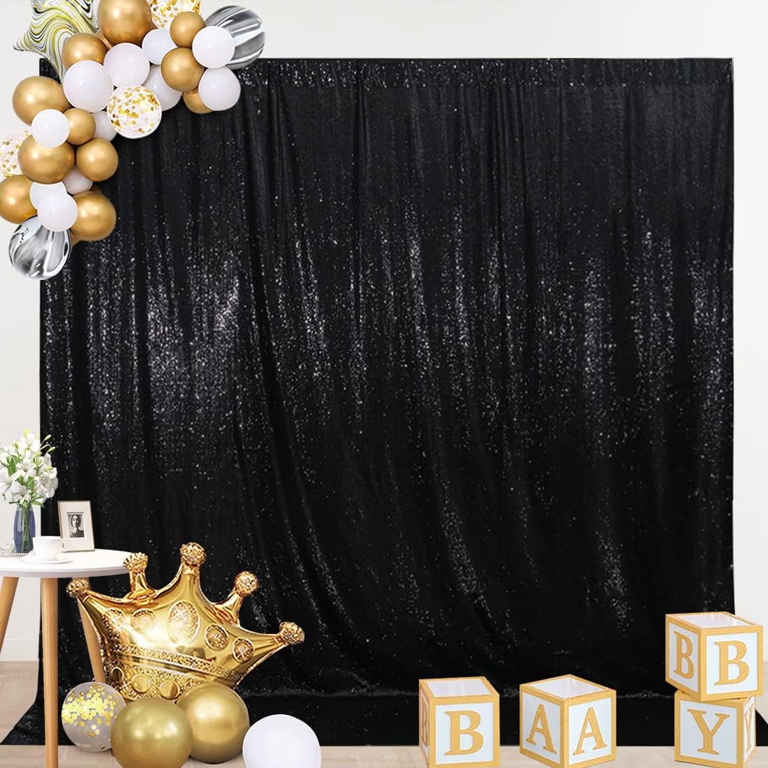 SquarePie Sequin Backdrop Not See Through Thick Background Glitter Curtain for P...