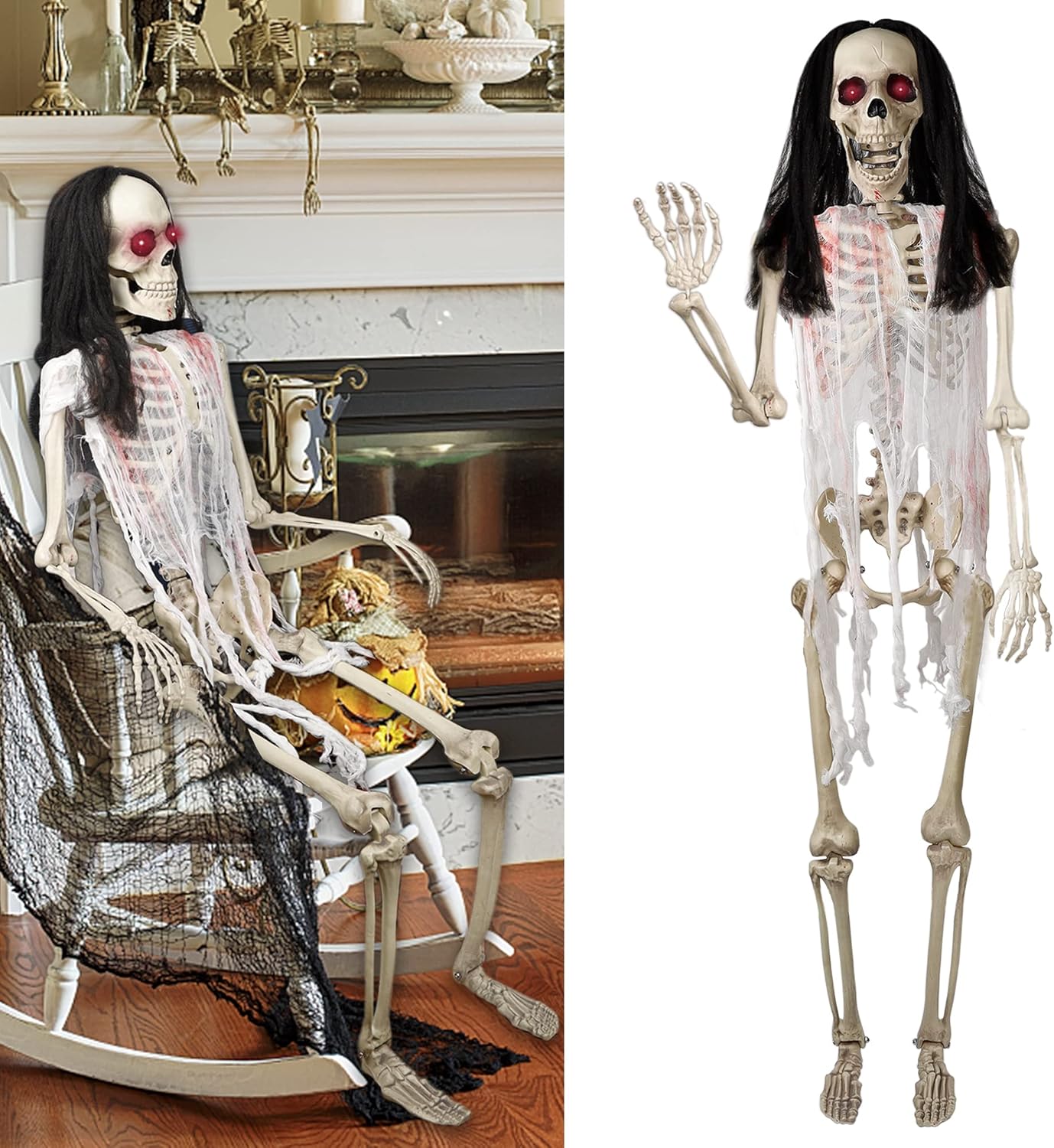 DR.DUDU Halloween Skeleton 5.4 Ft Full Body Posable Joints, Realistic Life Size...