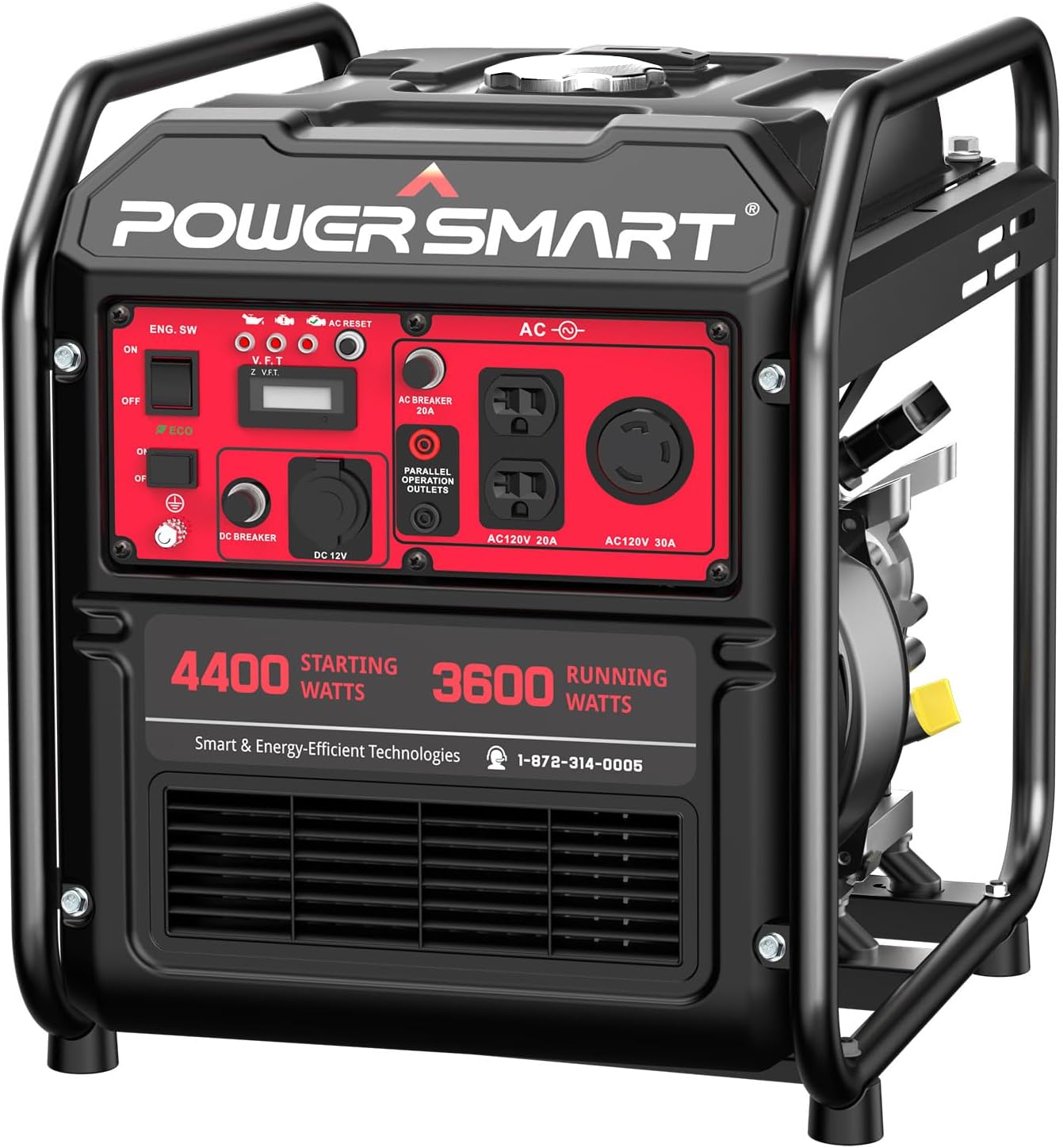 PowerSmart 4400 Watt Home Backup Portable Open Frame Generator with Inverter Tec...