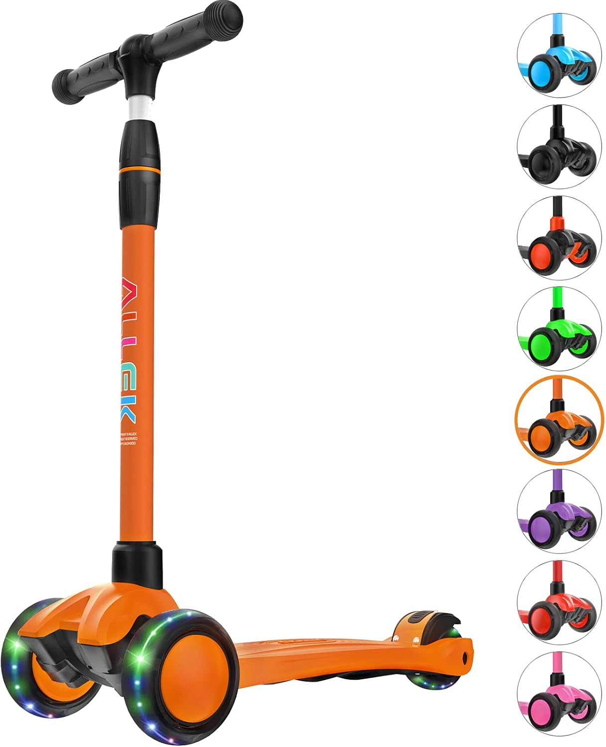 Allek Kick Scooter B03, Lean 'N Glide 3-Wheeled Push Scooter with Extra Wide PU...