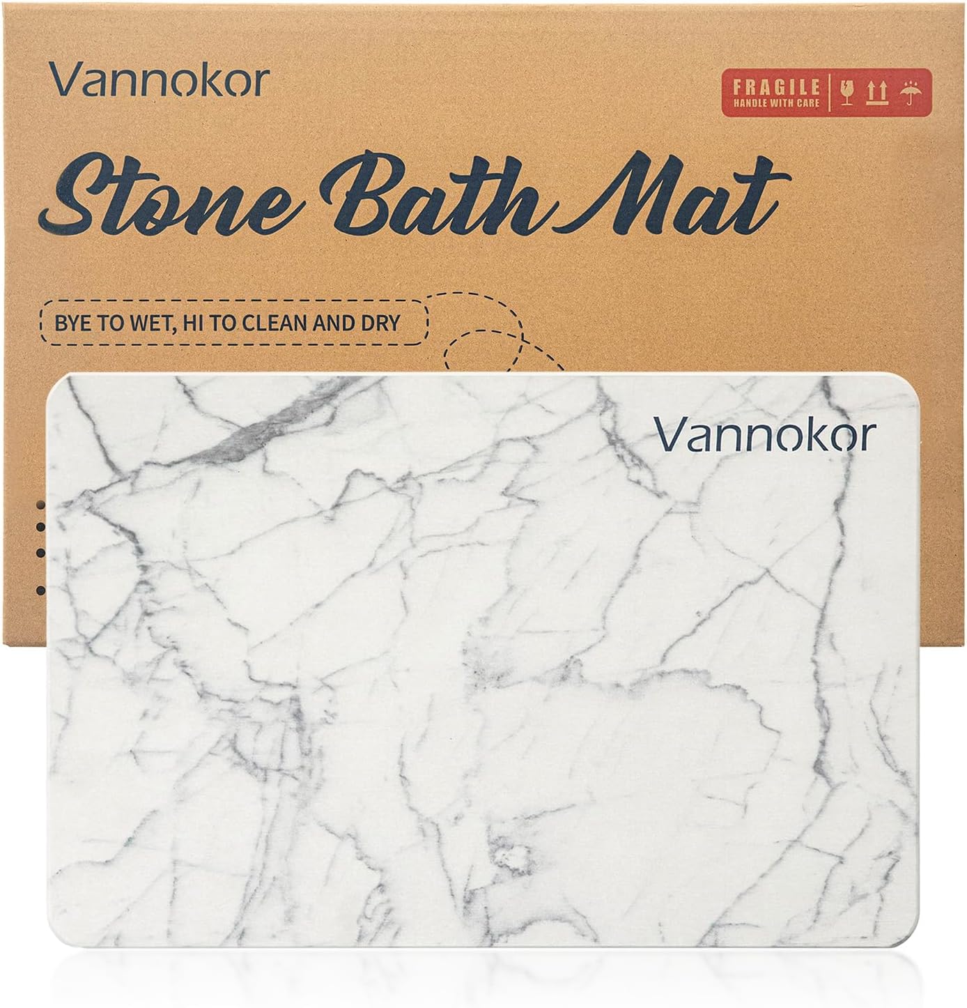 Vannokor Stone Bath Mat,Diatomaceous Earth Shower mat Non Slip,Stone Bath Mats f...
