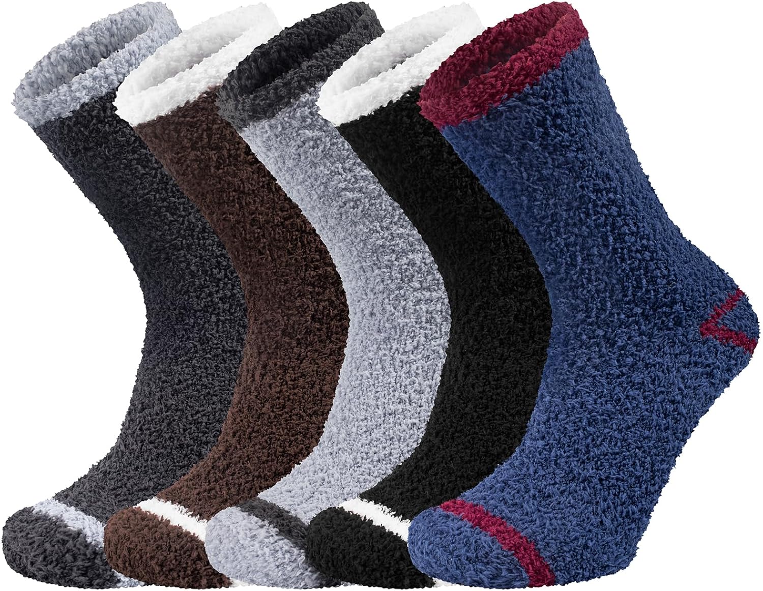 Chalier Cozy 5 Pairs Mens Fluffy Socks Warm Winter Thermal Slipper Socks Pure Co...