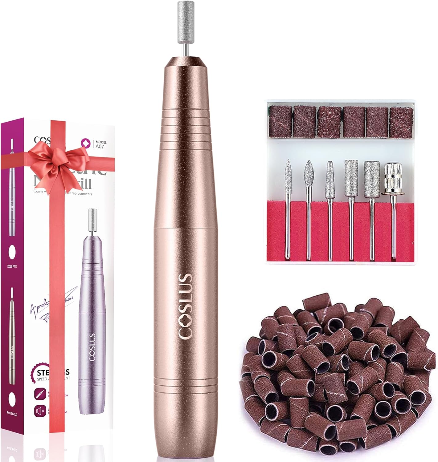 COSLUS Electric Nail Drill, Nail Files for Gel Acrylic Nature Nails, Adjustable...