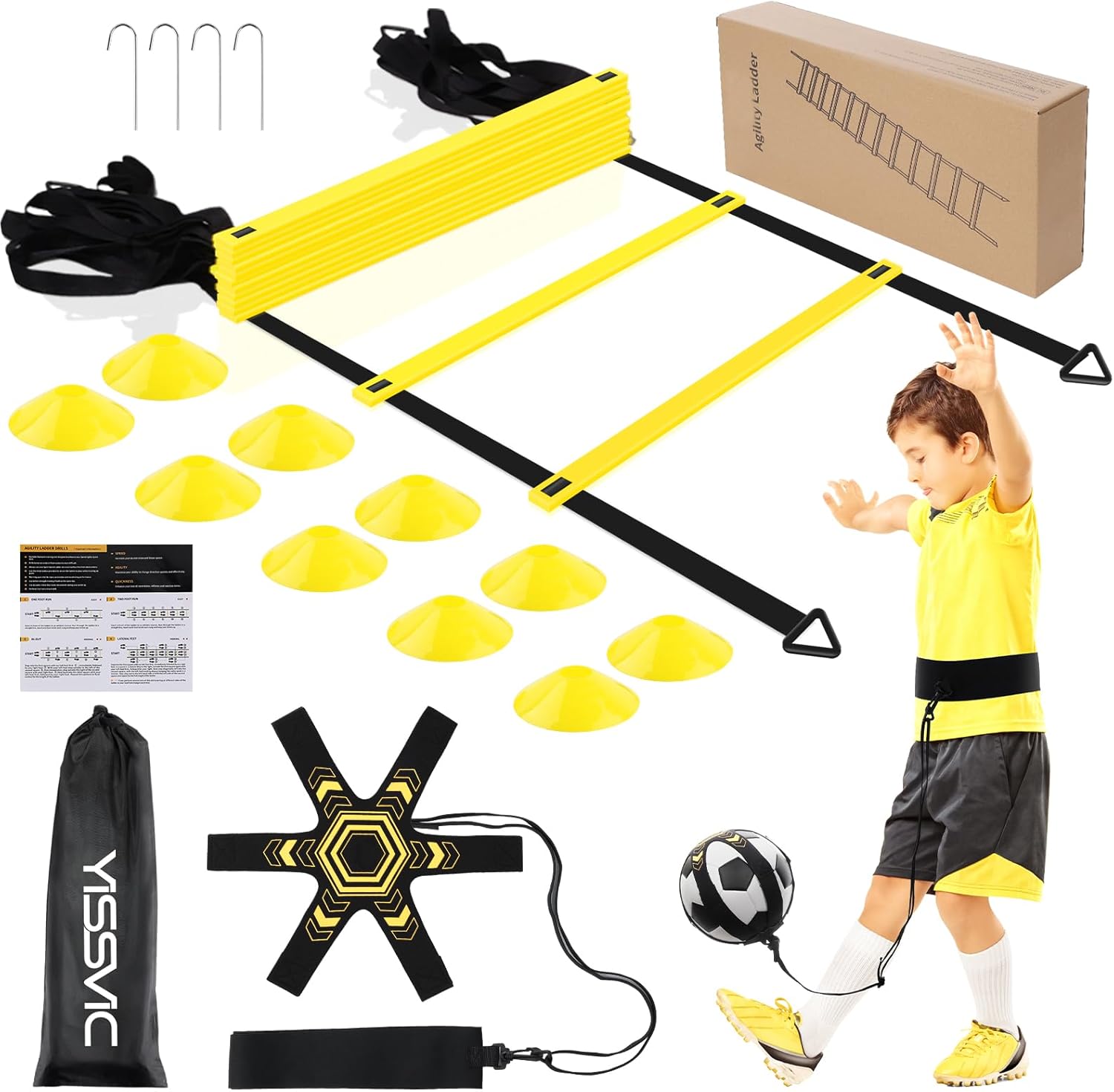 YISSVIC Football Training Equipment Speed Agility Ladder Football Kick Trainer S...