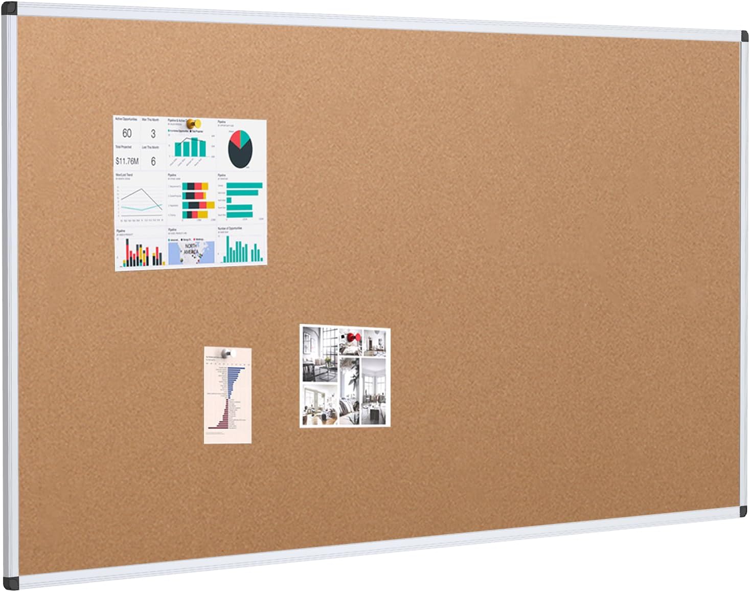 VIZ-PRO Cork Notice Board, Special Notice Board With Silver Aluminium Frame, Hig...