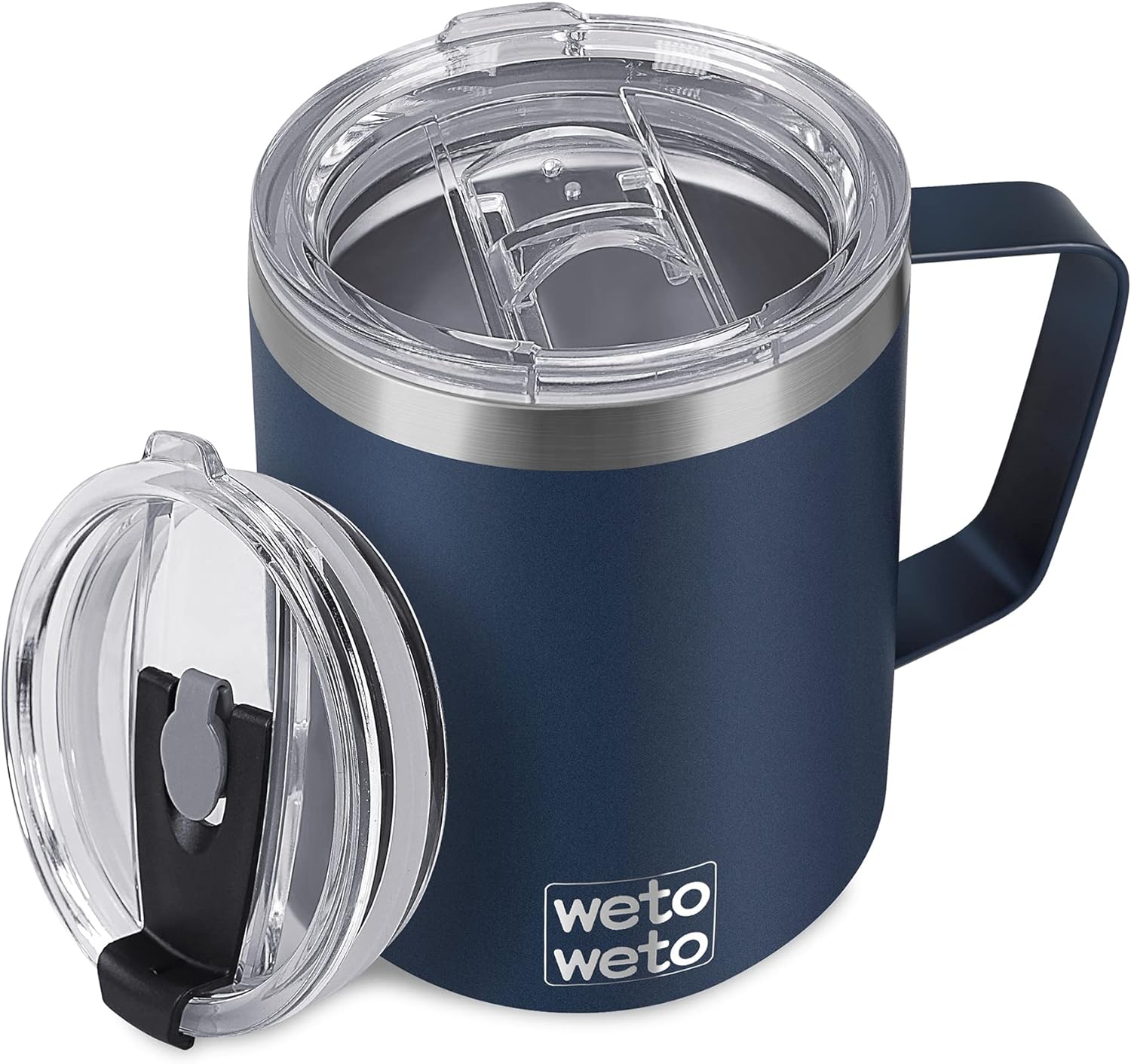 WETOWETO 14 oz Coffee Mug, Vacuum Insulated Camping Mug with Lid, Double Wall St...