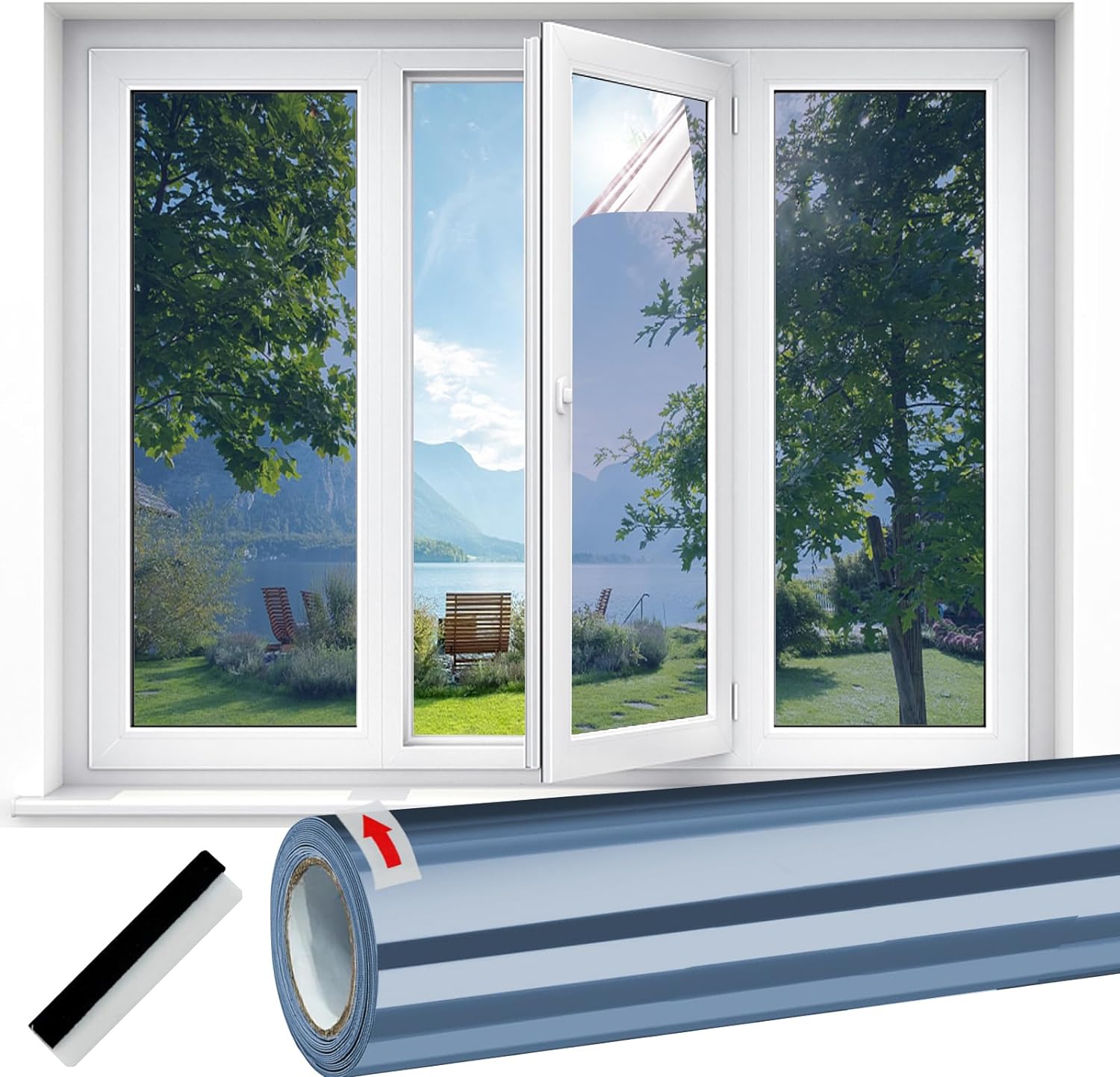 Linarun One Way Window Film Privacy Film for Glass Windows Mirror Reflective Win...