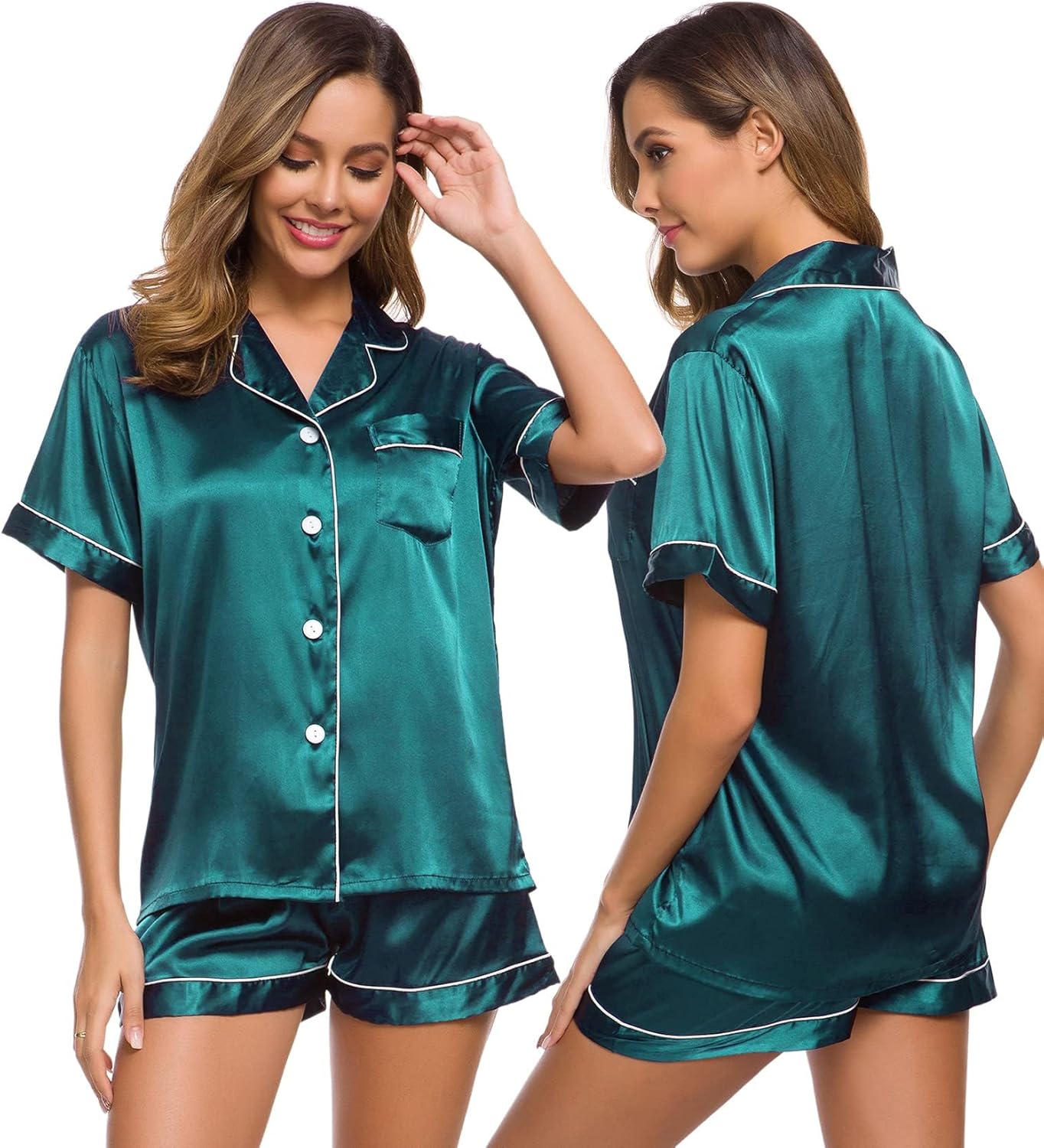 SWOMOG Pyjamas, Special Silk Satin Sleepwear for Women, Unique Bride Pjs Set, In...