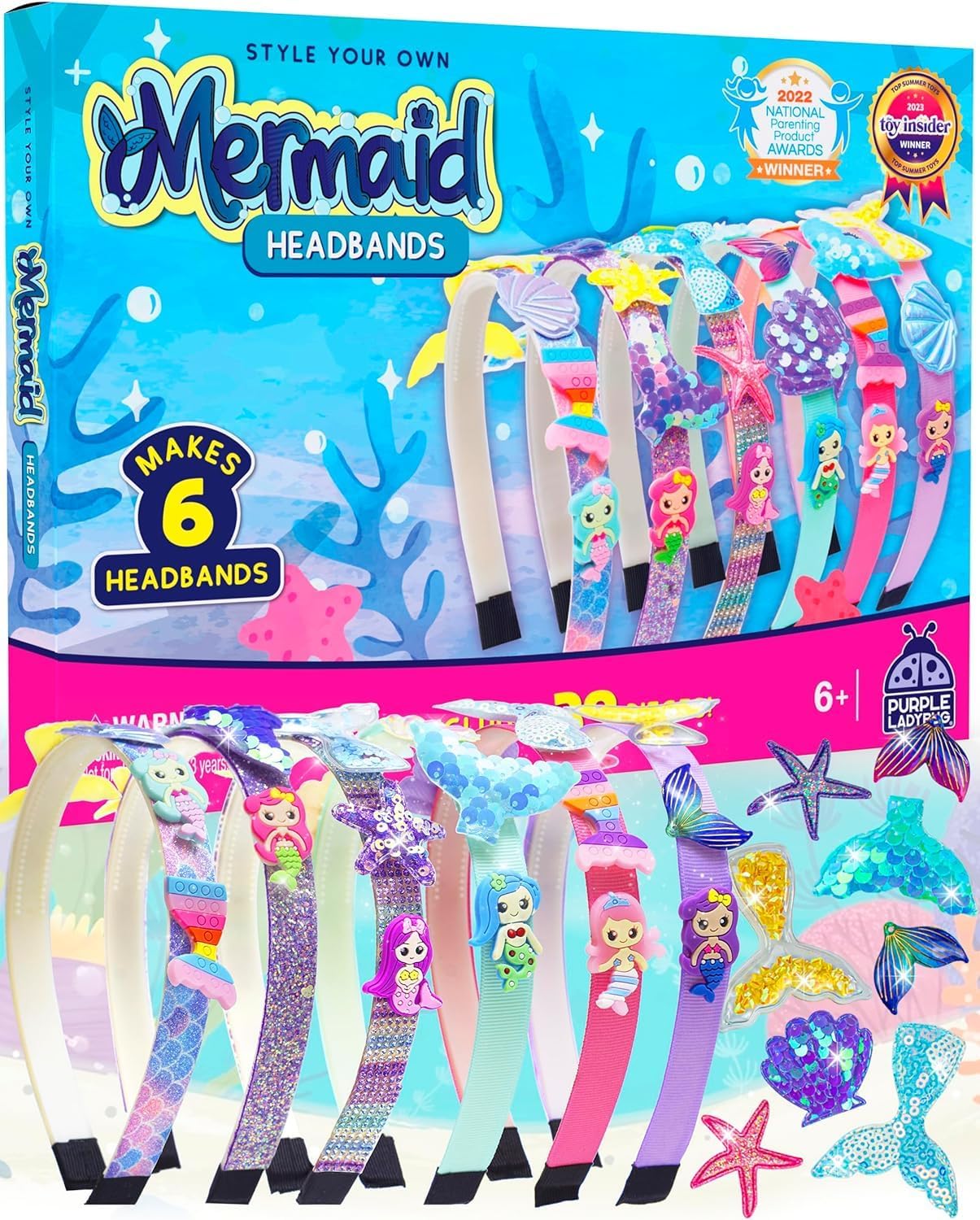 PURPLE LADYBUG Make Your Own Mermaid Headbands for Girls - Creative Mermaid Gift...