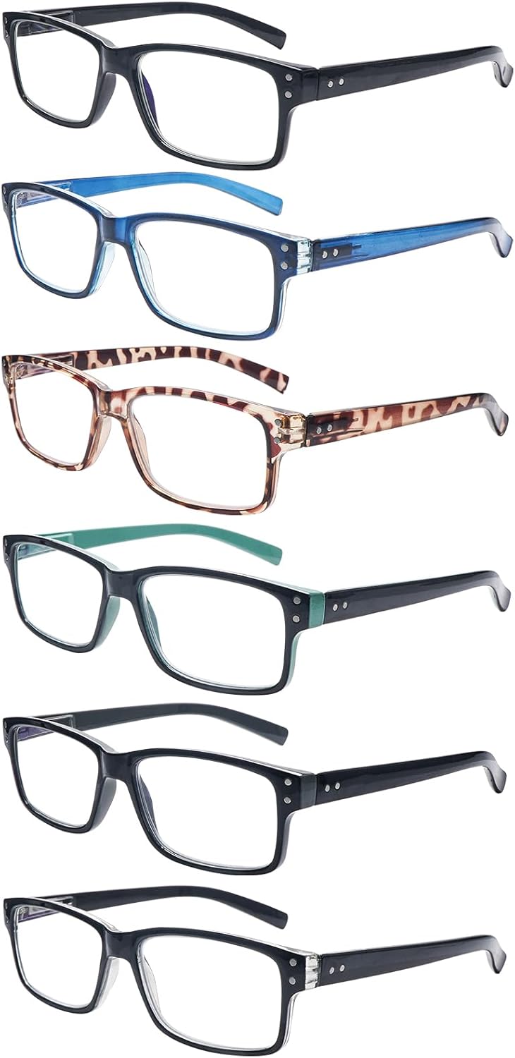 ZONLON 6 Pack Reading Glasses for Men Women Blue Light Blocking Lightweight Blac...