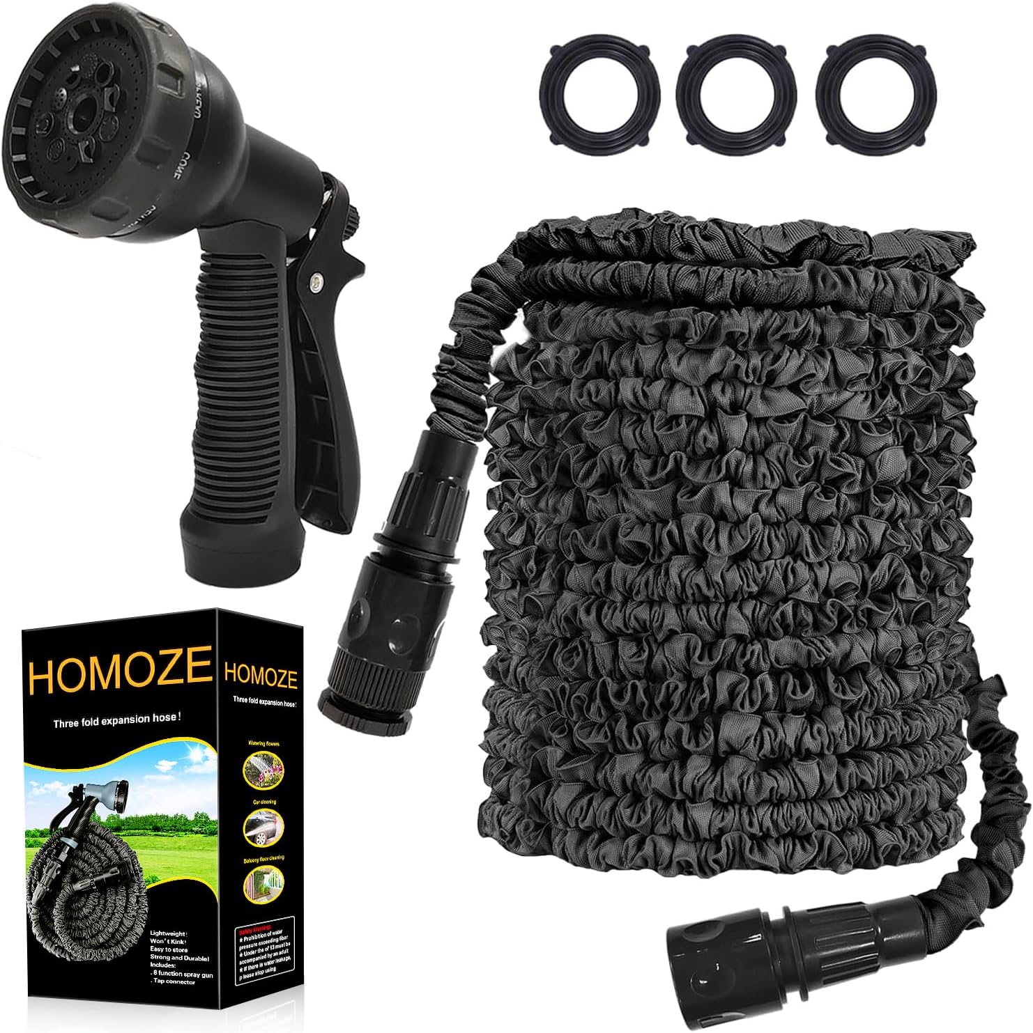 Garden Hose Pipe Expandable Garden Hose with 3/4", 1/2" Fittings, Anti-Leakage -...